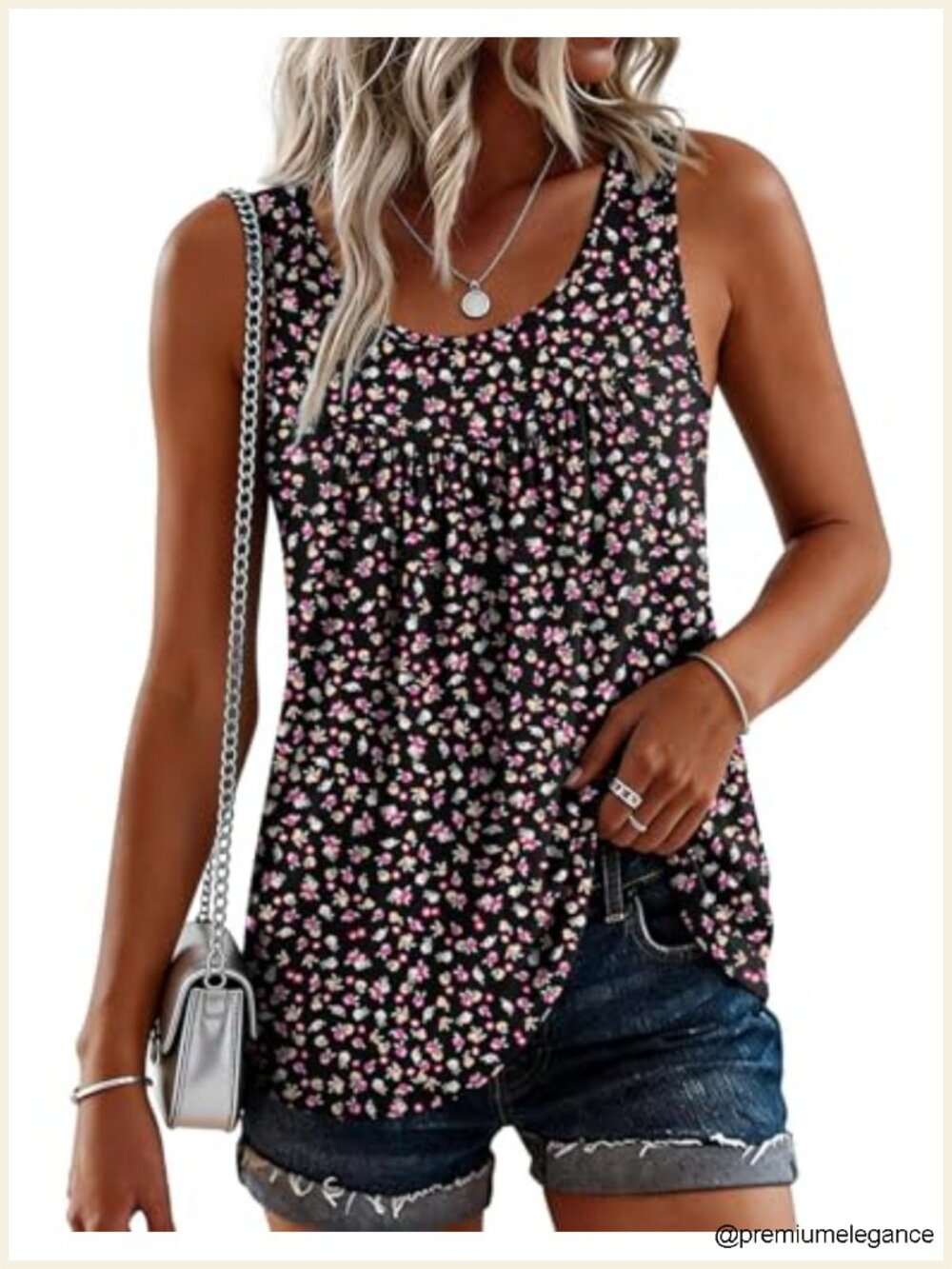 Sleeveless Pleated Tank Top Loose Fit Flowy Summer Tunic Blouse M-4XL
